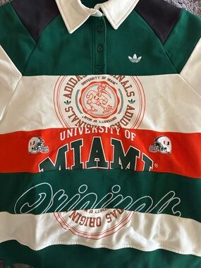 Adidas Originals University of Miami Hurricanes Rugby style sweatshirt. BNWT